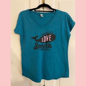 I Whaley Love Speech Therapy - Peachie Speechie T-Shirt - Women’s Size Medium